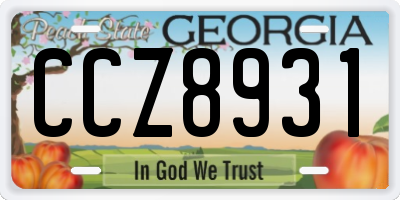 GA license plate CCZ8931