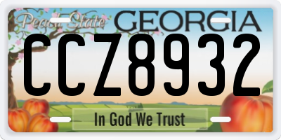 GA license plate CCZ8932