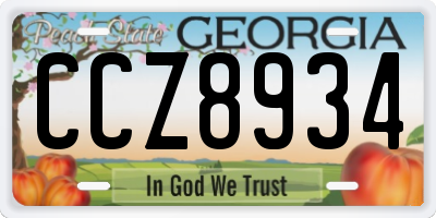 GA license plate CCZ8934