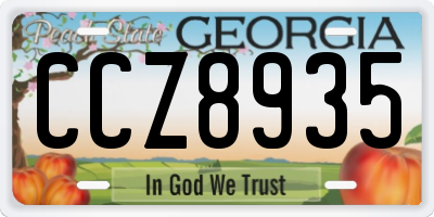 GA license plate CCZ8935