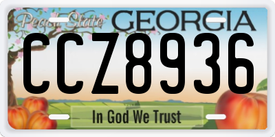 GA license plate CCZ8936