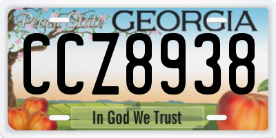 GA license plate CCZ8938