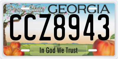 GA license plate CCZ8943