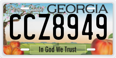 GA license plate CCZ8949