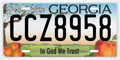 GA license plate CCZ8958