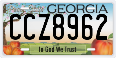 GA license plate CCZ8962