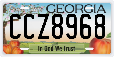 GA license plate CCZ8968