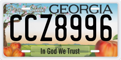 GA license plate CCZ8996