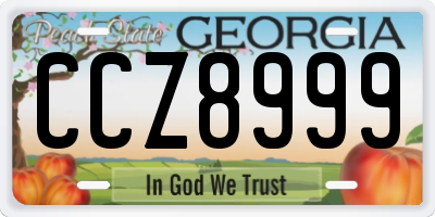GA license plate CCZ8999