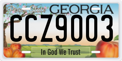 GA license plate CCZ9003