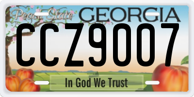 GA license plate CCZ9007