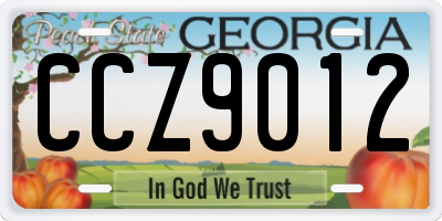 GA license plate CCZ9012