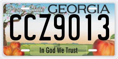 GA license plate CCZ9013