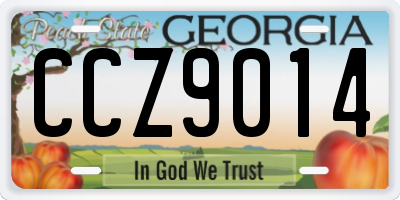 GA license plate CCZ9014