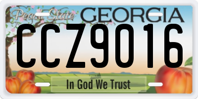 GA license plate CCZ9016