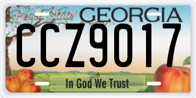 GA license plate CCZ9017