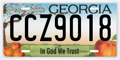 GA license plate CCZ9018
