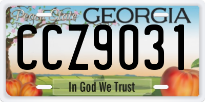 GA license plate CCZ9031