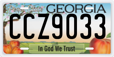GA license plate CCZ9033