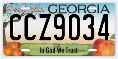 GA license plate CCZ9034