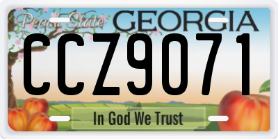 GA license plate CCZ9071