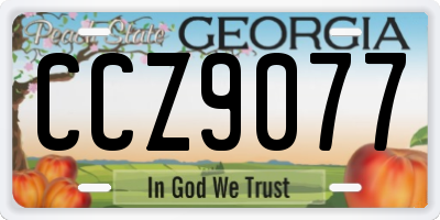 GA license plate CCZ9077