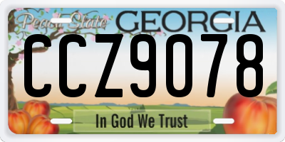 GA license plate CCZ9078