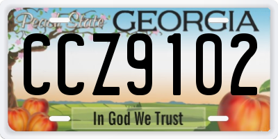 GA license plate CCZ9102