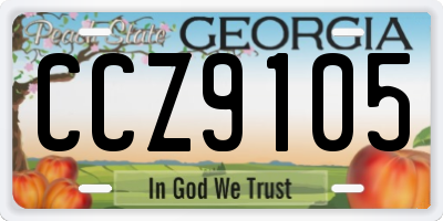GA license plate CCZ9105