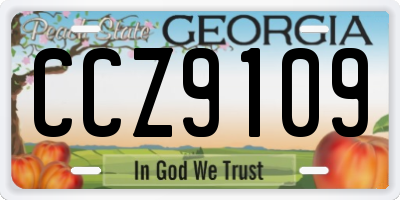 GA license plate CCZ9109