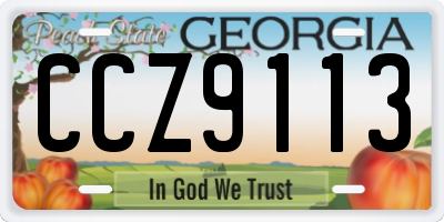 GA license plate CCZ9113