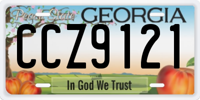 GA license plate CCZ9121
