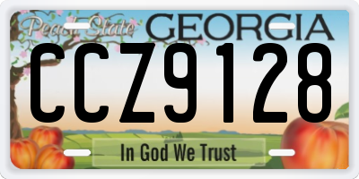 GA license plate CCZ9128