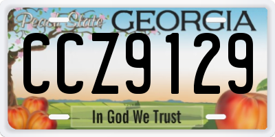 GA license plate CCZ9129