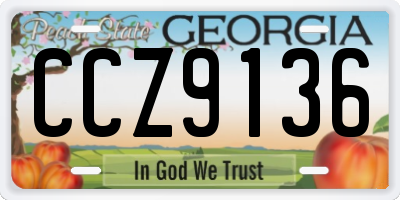 GA license plate CCZ9136