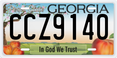 GA license plate CCZ9140