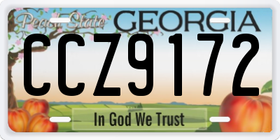 GA license plate CCZ9172