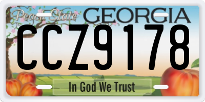 GA license plate CCZ9178