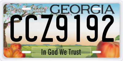 GA license plate CCZ9192