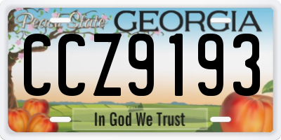 GA license plate CCZ9193