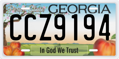 GA license plate CCZ9194