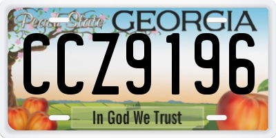 GA license plate CCZ9196