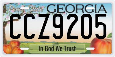 GA license plate CCZ9205