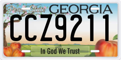 GA license plate CCZ9211