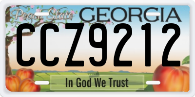 GA license plate CCZ9212