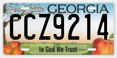 GA license plate CCZ9214