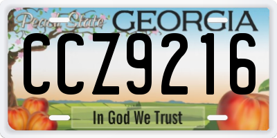 GA license plate CCZ9216