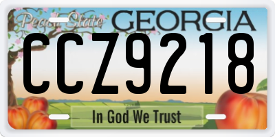 GA license plate CCZ9218