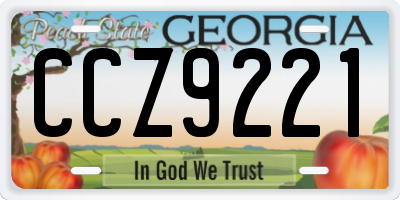 GA license plate CCZ9221