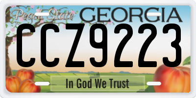 GA license plate CCZ9223